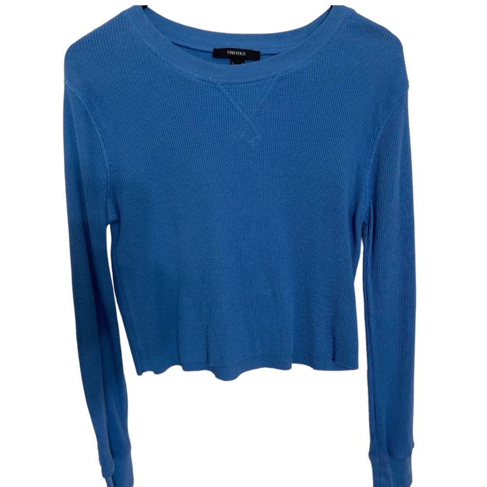 Long sleeve Blue crop top